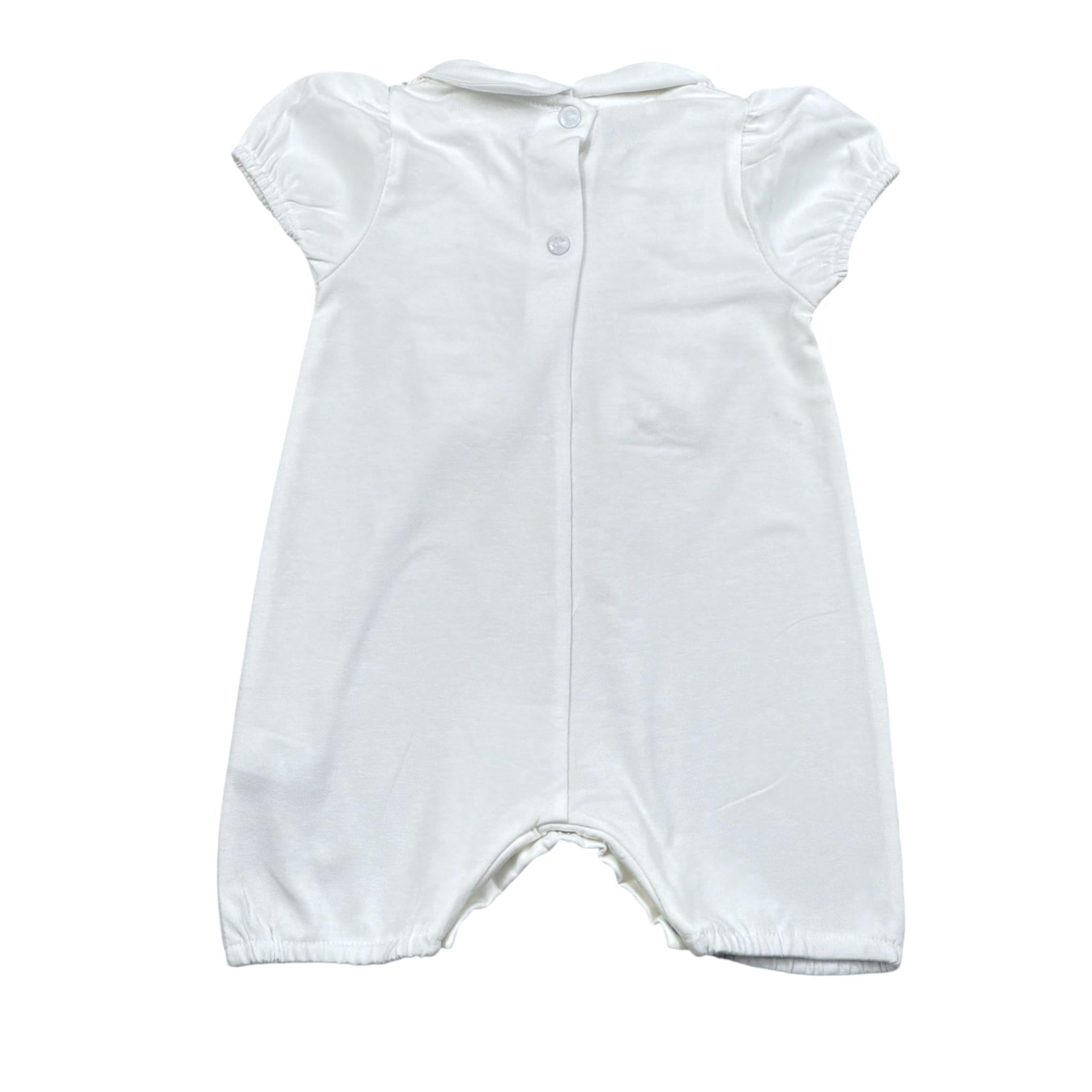 Ninnaoh Pagliaccetto Mezza Manica Tinta Unita con Ricami per Neonata E2471P BIANCO NINNAOH 