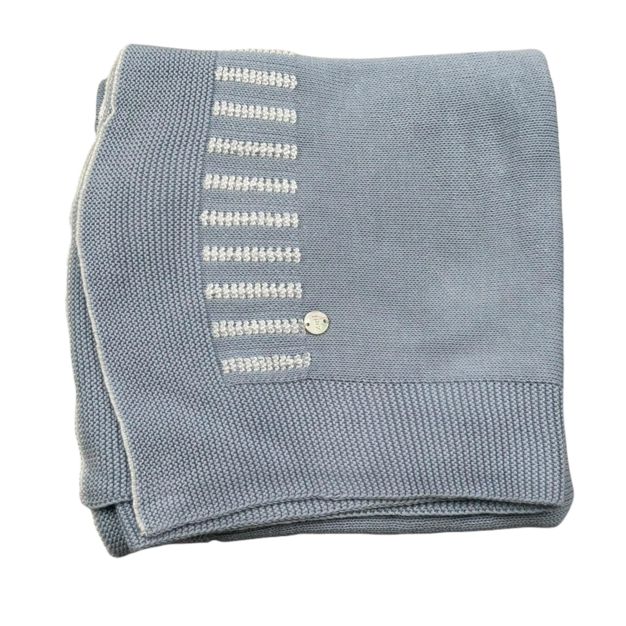 Paz Rodriguez Coperta Tinta Unita con Ricami per Neonato 03142246 AZZURRO PAZ RODRIGUEZ 