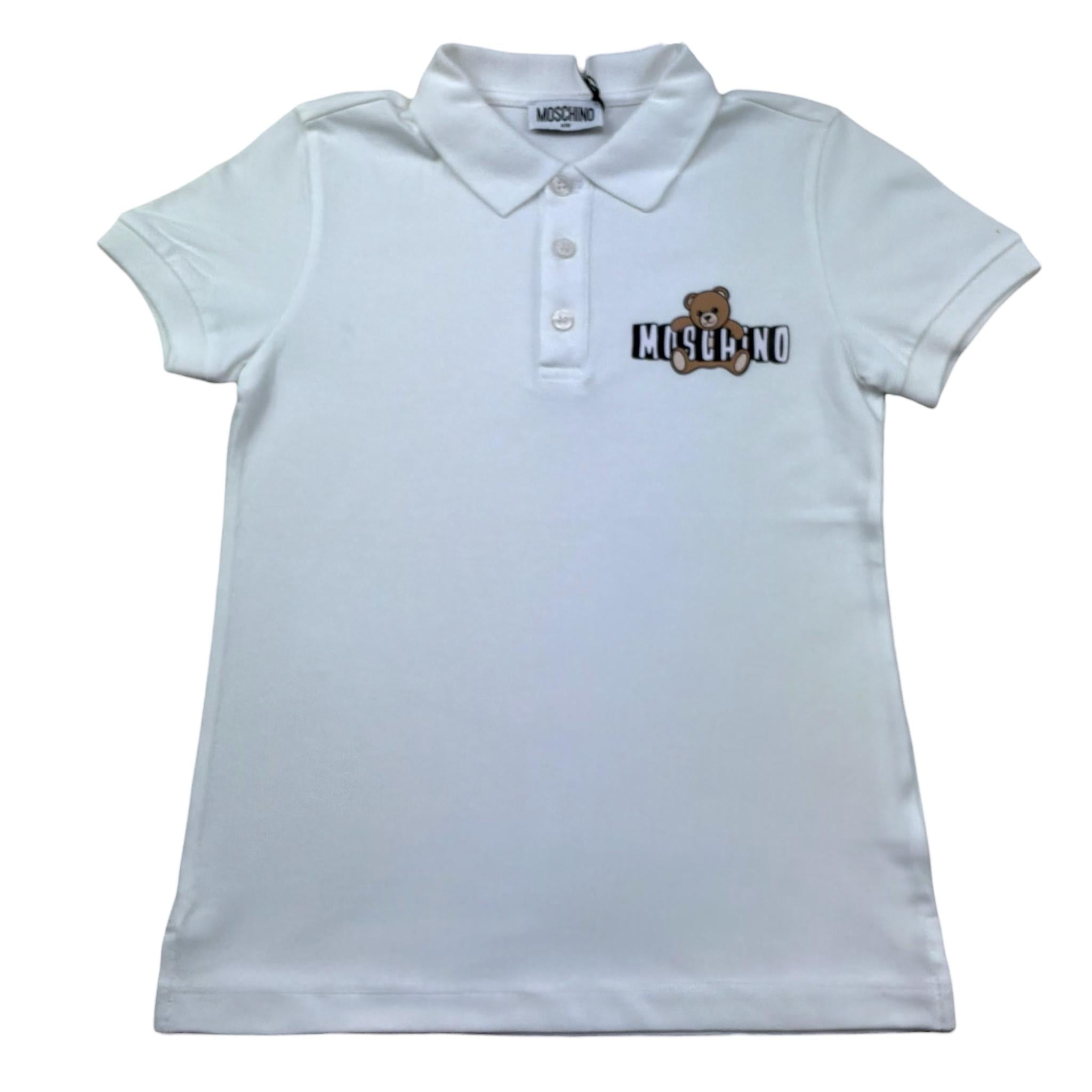 Moschino Polo Mezza Manica Tinta Unita con Stampa per Bambino HSM03Y BIANCO MOSCHINO 