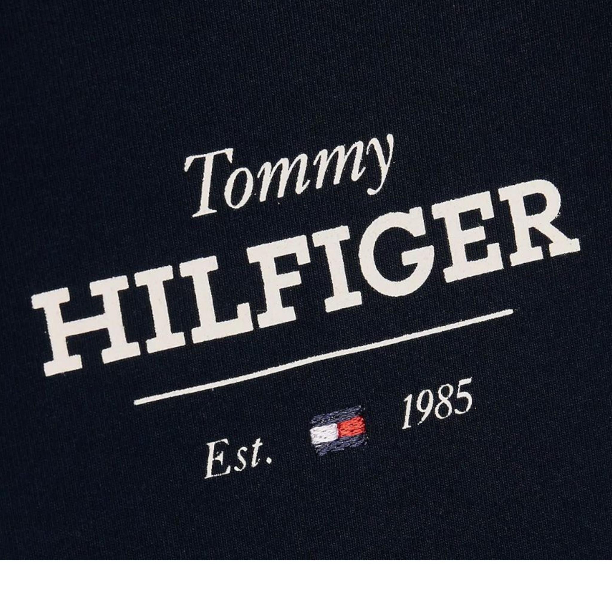 Tommy Hilfiger Shirt Girocollo Tinta Unita con Stampa per Neonato KN0KN01965 BLU TOMMY HILFIGER 