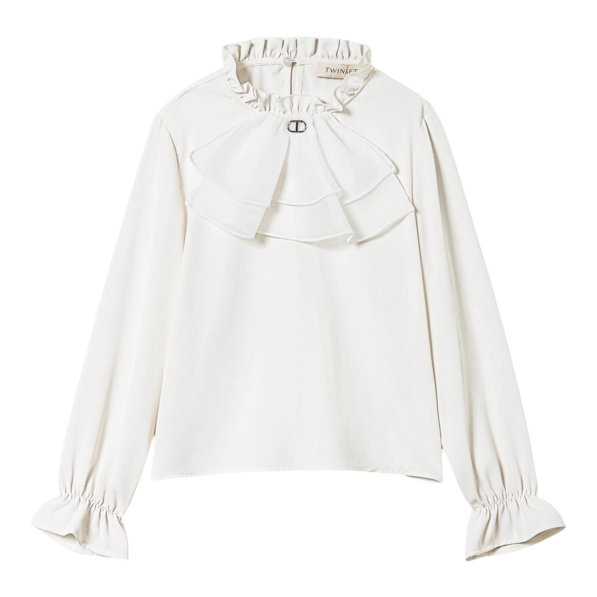 TWINSET camicia tinta unita con balze Panna per Bambina 242GJ2132 PANNA TWINSET 